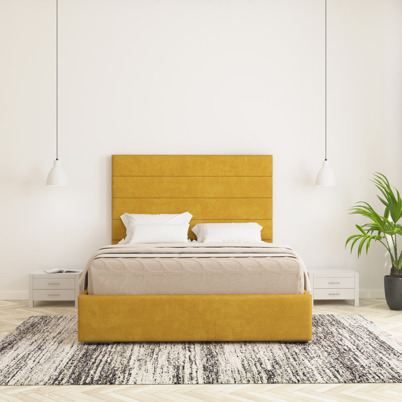 Chanute Upholstered Bed Frame, Turmeric, Kingsize (5')