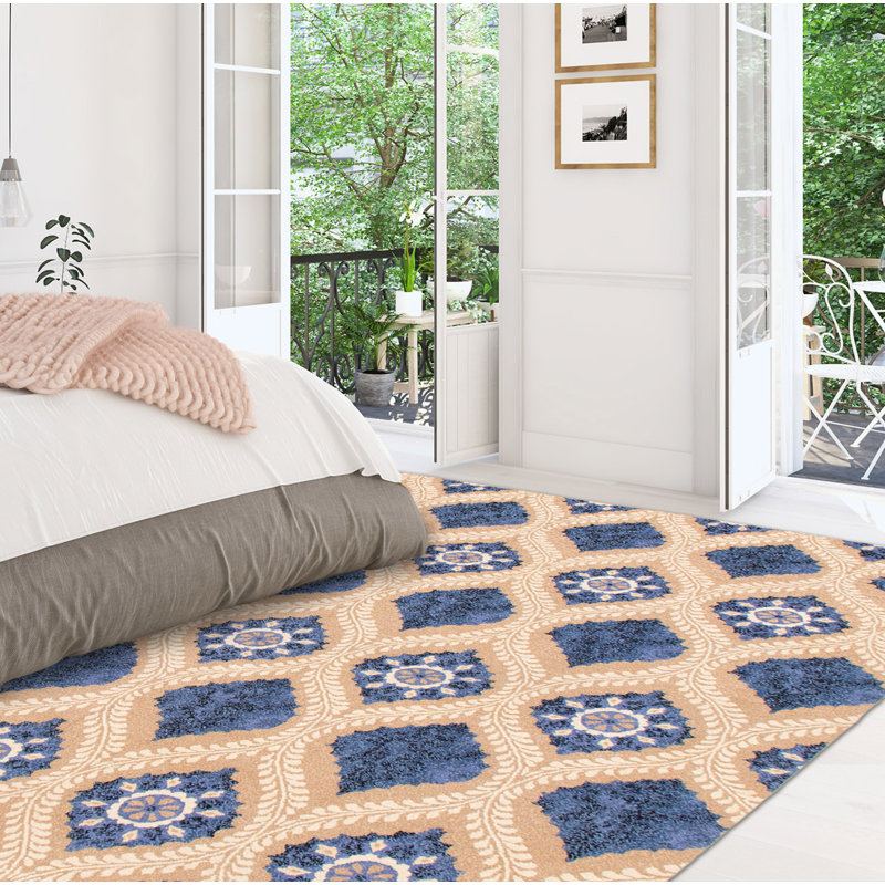 Tapis kaki en laine tissé à plat à motif géométrique Kerensa, Rectangle 7 pi 9 po x 9 pi 9 po