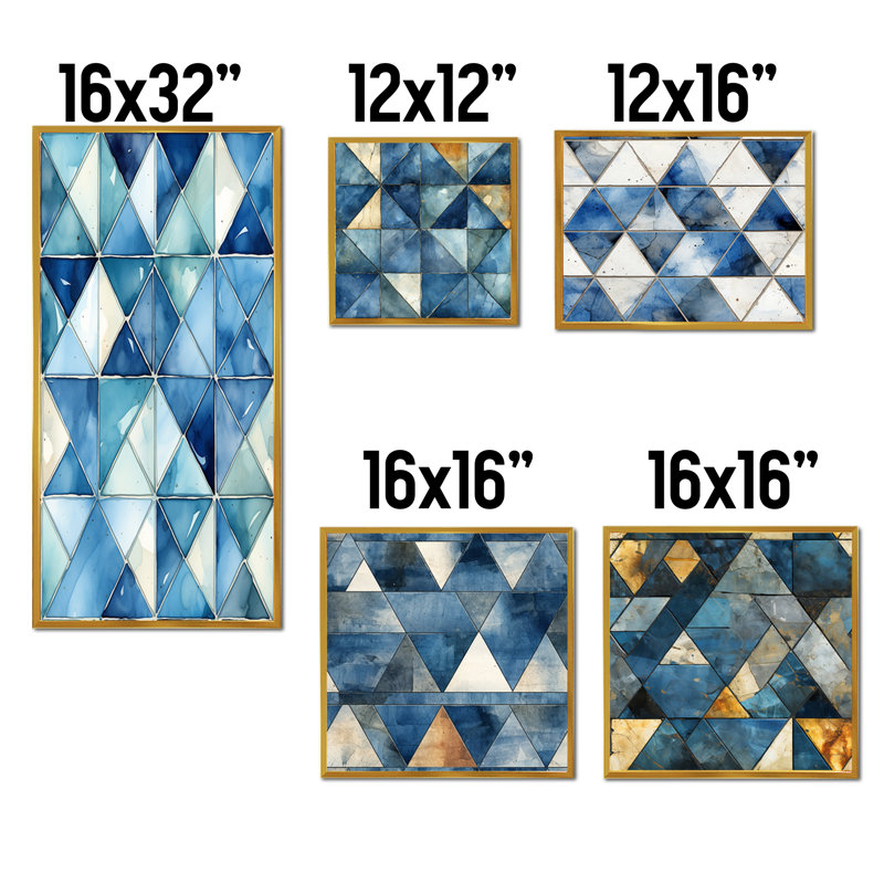 Dagney - Ensemble de 5 décorations murales géométriques, Cadre flottant doré