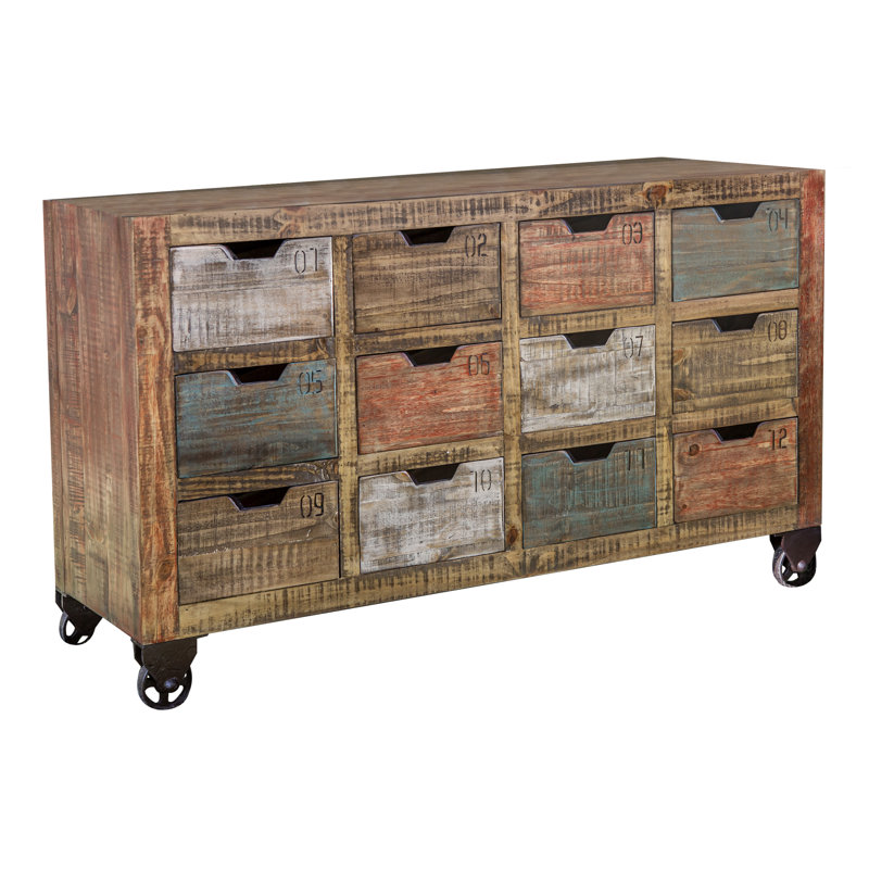 Domen Console With 12 Numbered Drawers, Multi-Color Finish