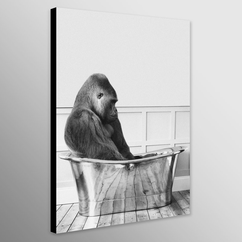 Gorilla In Bath - Wrapped Canvas Print, 81cm H x 61cm W