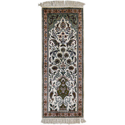 One-of-a-Kind 1'7" X 4'2" New Age Runner Silk Area Rug in
