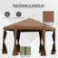 Pavillon de jardin escamotable hexagonal de 13 pi x 11 pi, auvent extérieur robuste avec filet latéral à 6 mailles, hauteur réglable à 3 niveaux et structure en acier robuste