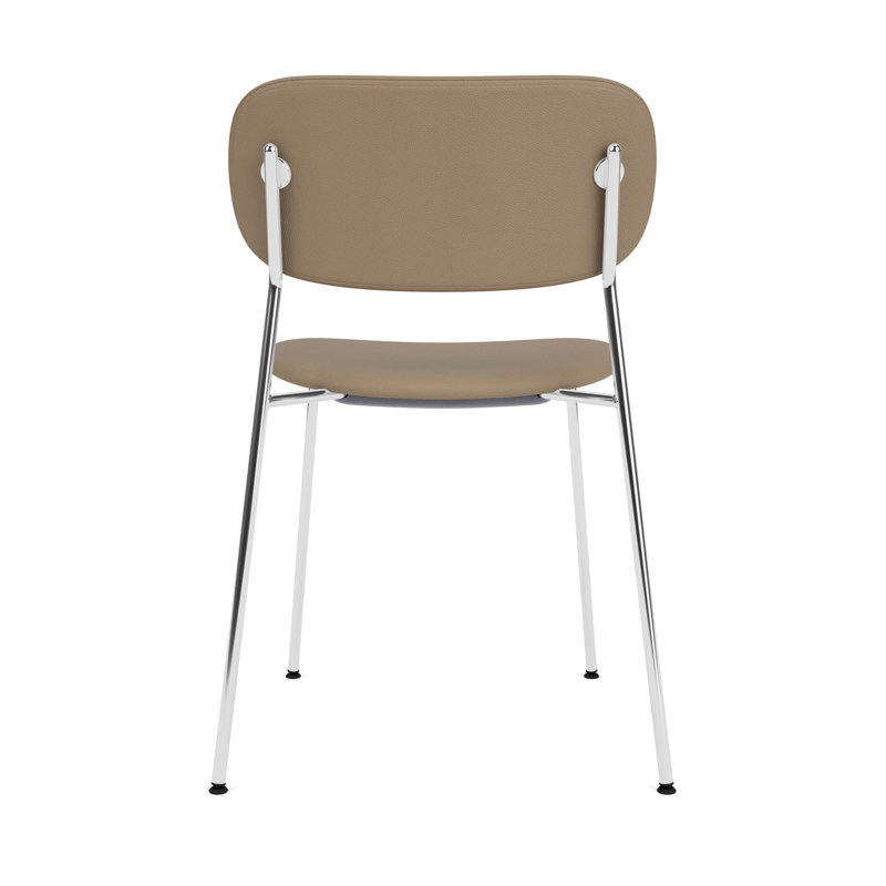 Co Upholstered Dining Chair, Chrome, Brown Leather