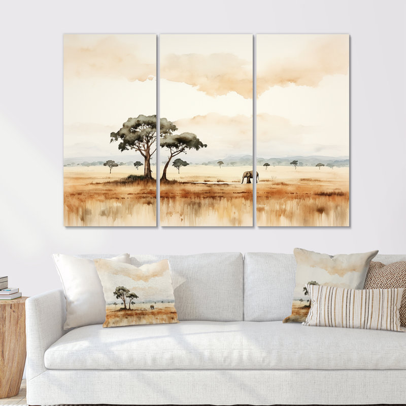 African Wild Life Landscape II - ensemble de décorations murales Afrique, H 40 po x l 60 po x P 1 po