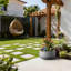 16 po. Béton moyen en ciment (intérieur amélioré) pot à fleurs / pot rond intérieur et extérieur avec trou de drainage-990106792-1053064299