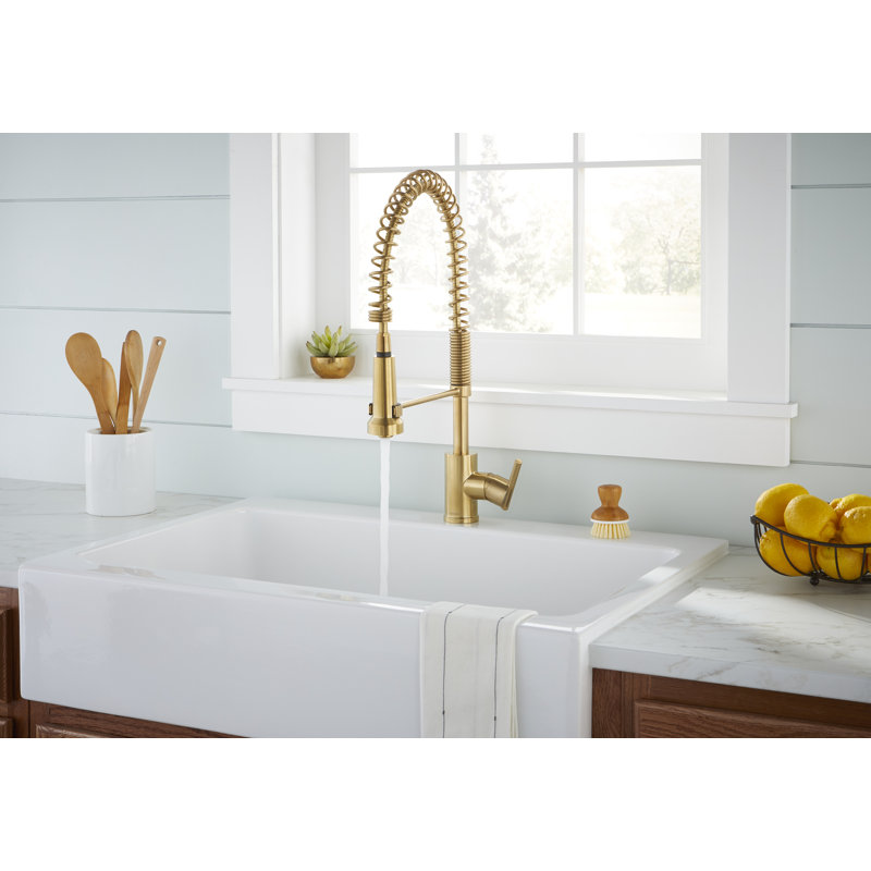 Parma Pull Down Single Handle Kitchen Faucet, Brushed Bronze