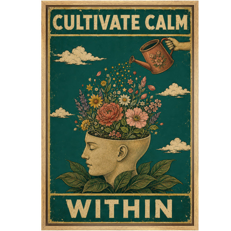 «Cultivate Calm sein Floral Mind», art inspirant, H 24 po x l 16 po x P 1,5 po, Cadre naturel