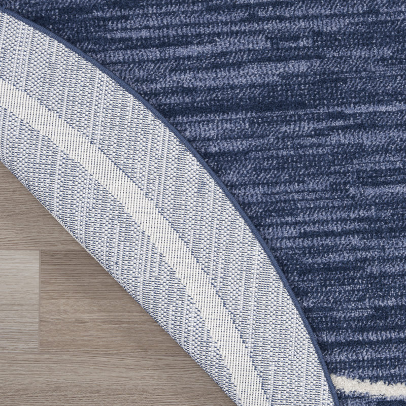 Solid Bordered Area Rug, Round 4'