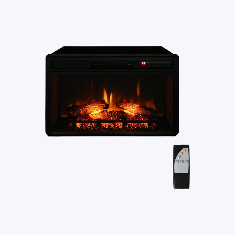 Foyer électrique encastrable 27 po HOMcom, rétro encastré avec flamme de bois réaliste, télécommande et luminosité réglable, 1400 W