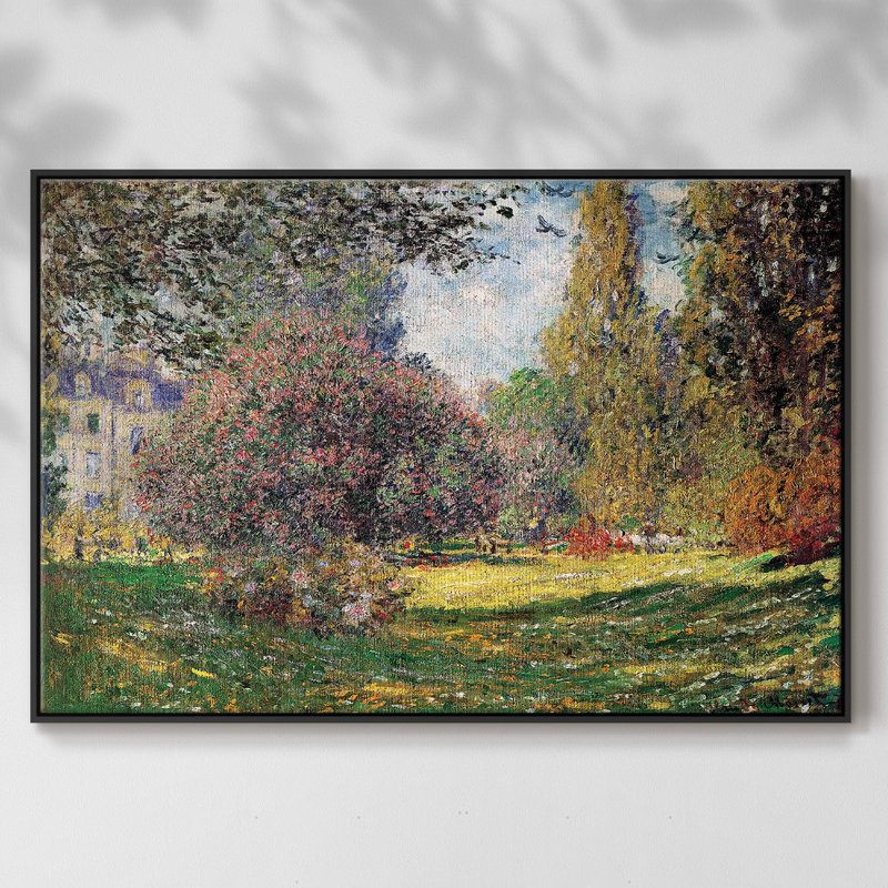 «The Park» par Monet - reproduction sur toile avec cadre flottant, H 27 po x l 41 po x P 2 po, Noir