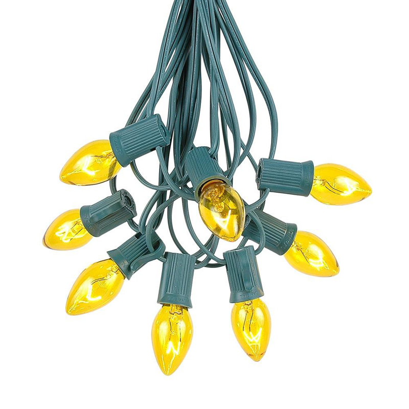 Lampe de noël 25 lumières de chaîne, Jaune, 100, 120"