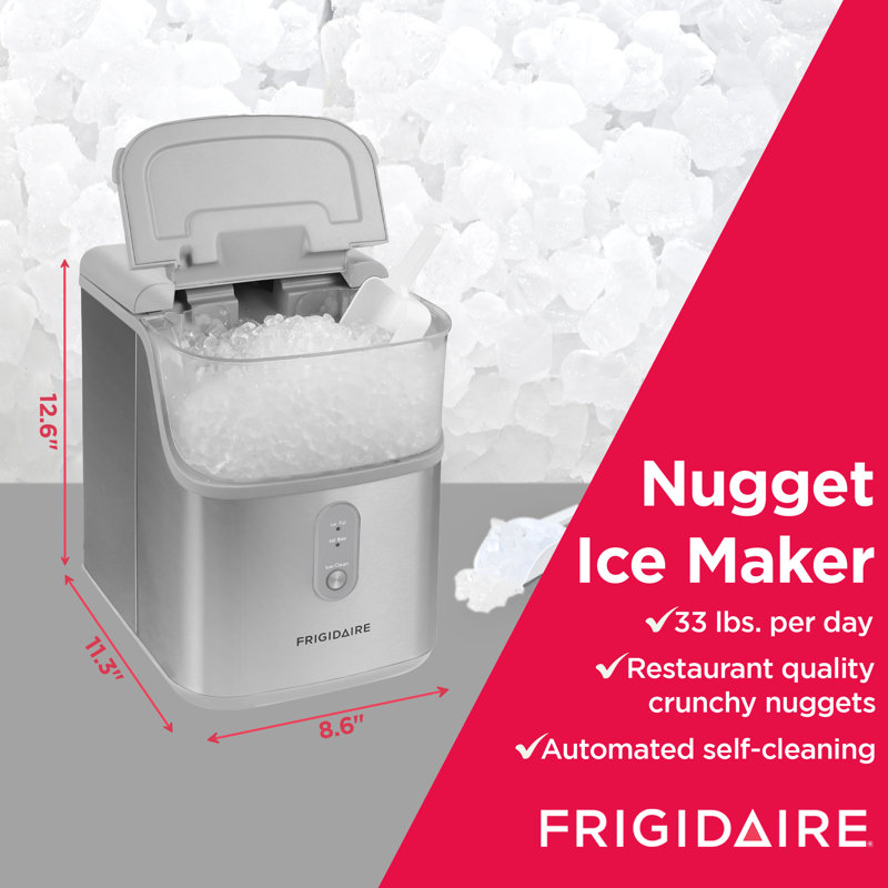 FRIGIDAIRE Nugget Ice Maker with 33 lbs. Capacity, Countertop Nugget Ice Machine with Transparent Window