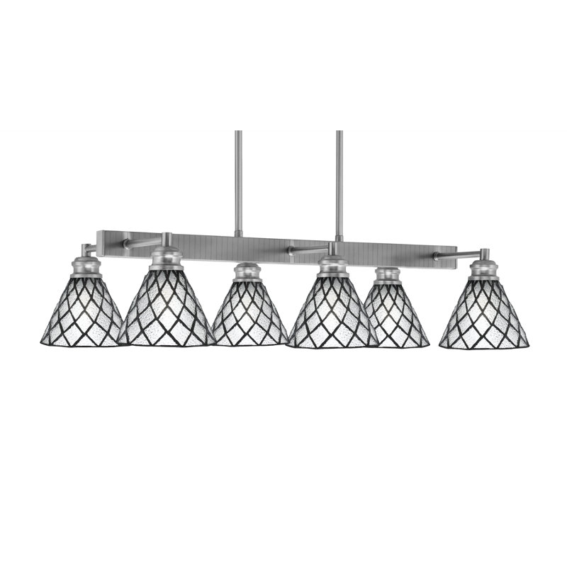 Barre d'éclairage à 6 lumières Edge au fini nickel brossé avec verre de glace 7 po Diamond