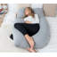 Oreiller pour la grossesse, oreiller complet en forme de U, coussin d'allaitement, de soutien et de maternité pour les femmes enceintes avec housse en velours amovible (gris)