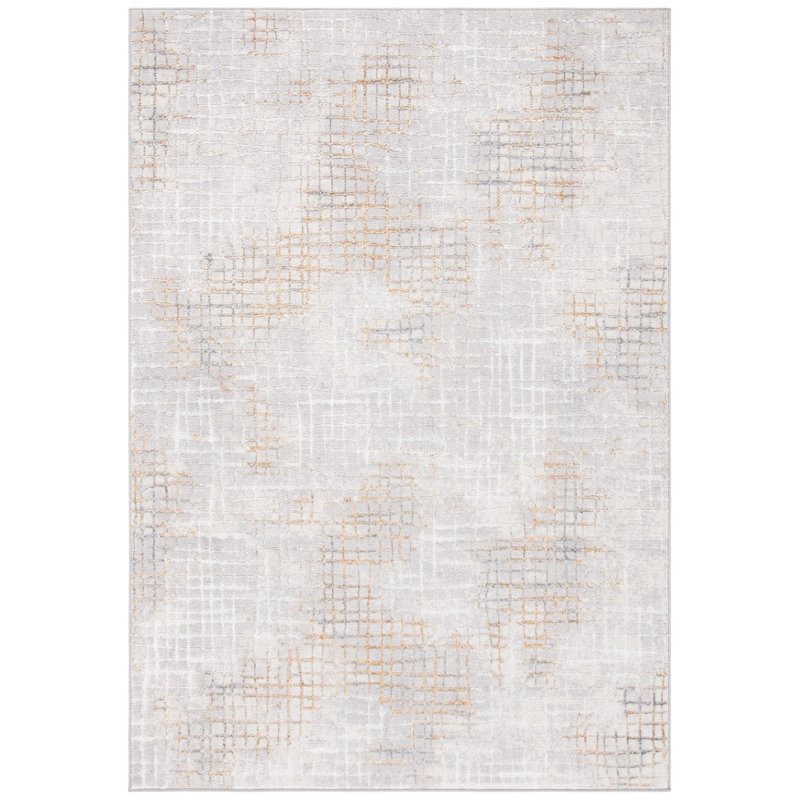 Tapis gris / doré à motif abstrait Kornegay, Rectangle 6 pi x 9 pi