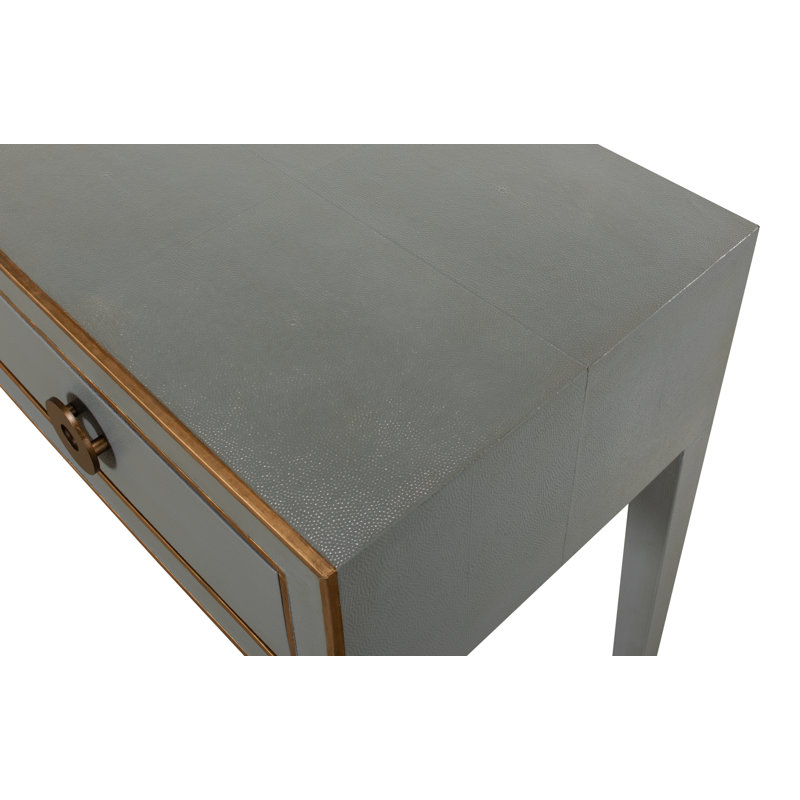 Lennox Grey and Brass Shagreen Leather Console with Storage