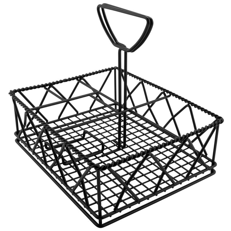 G.E.T. 5-Compartment Metal Table Top Caddy and Condiment Organizer, 9" x 7", Black