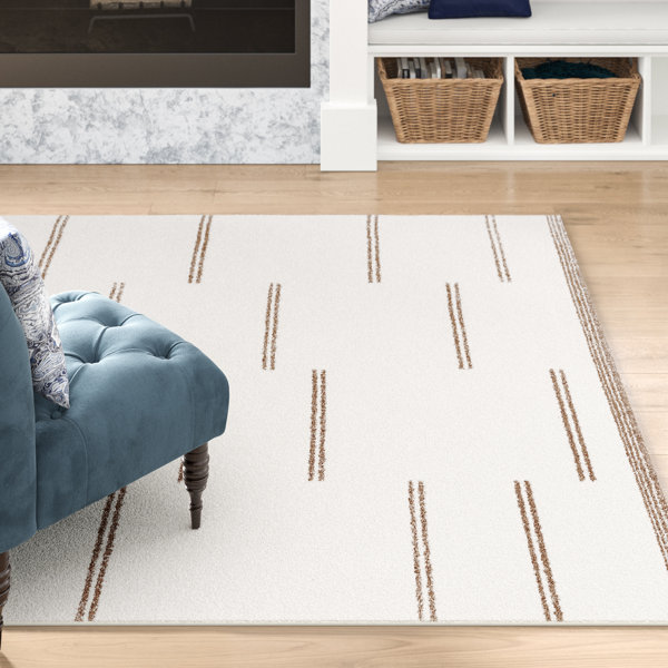 George Oliver Roika Performance Geometric Ivory Rug & Reviews | Wayfair