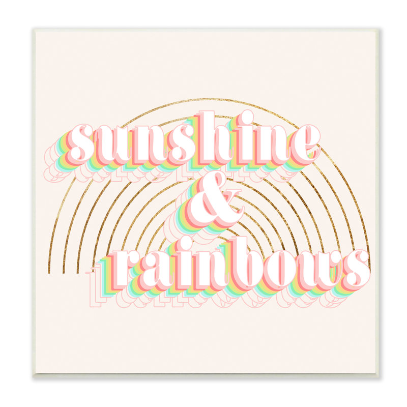Sunshine And Rainbows, H 12 po x l 12 po x P 1,5 po, Bois