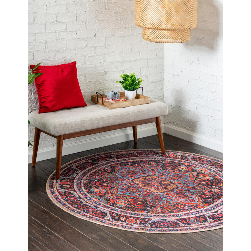 Tapis oriental bourgogne Gamero, Rond 7 pi 7 po