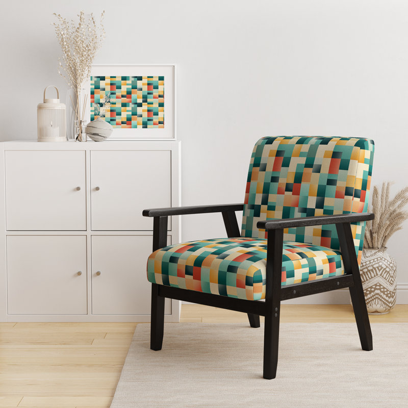 Orange et vert Popart Pop culture Pixels - Fauteuil rembourré moderne