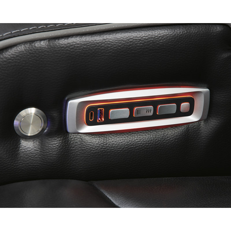 Black Leather Power Reclining Sofa with Cup Holder