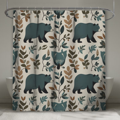 Rideaux de douche Bear Botanical Illustration