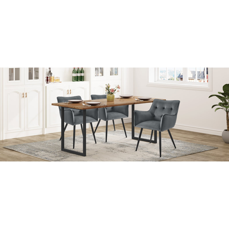 Mbolu 46.5cm H Velvet Upholstered Armchair, Dark Gray