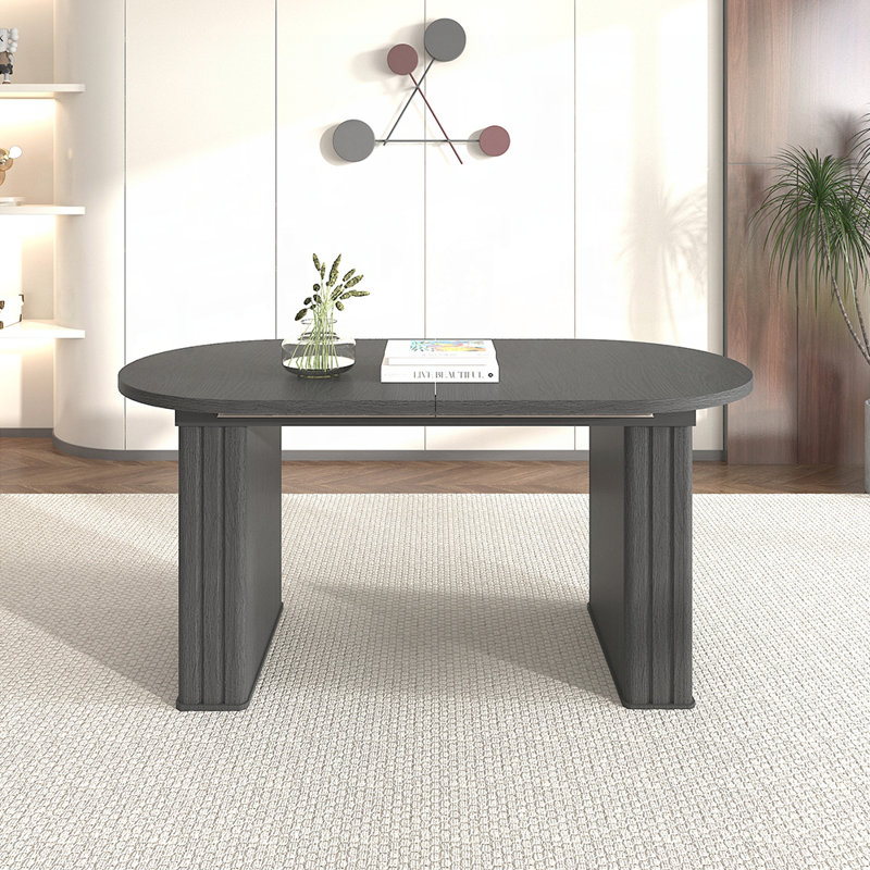 Table de salle à manger extensible avec panneau de fibres à densité moyenne durable et coins arrondis sécuritaires, parfaite pour les espaces polyvalents