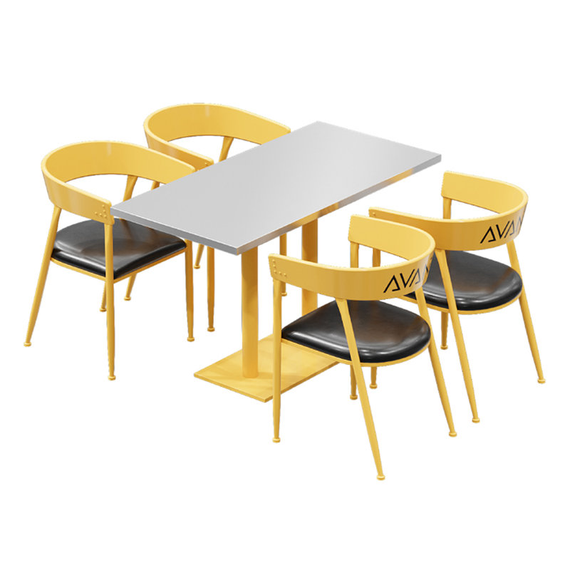 Ensemble de salle à manger 5 pièces, H 29,6 po x L 47,3 po x l 27,6 po, Jaune