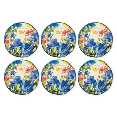 6-Piece Butterfly Floral 9" Melamine Plate