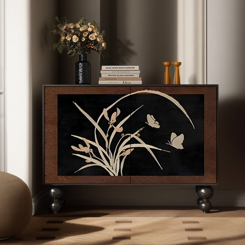 Armoire décorative élégante et simple à double porte, Noir, noir, noir, noir