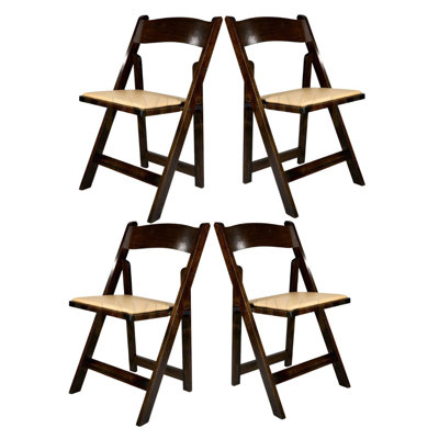ToughWood  Folding Chair with Padded Seat, 4 Chair Bundle by Chivari