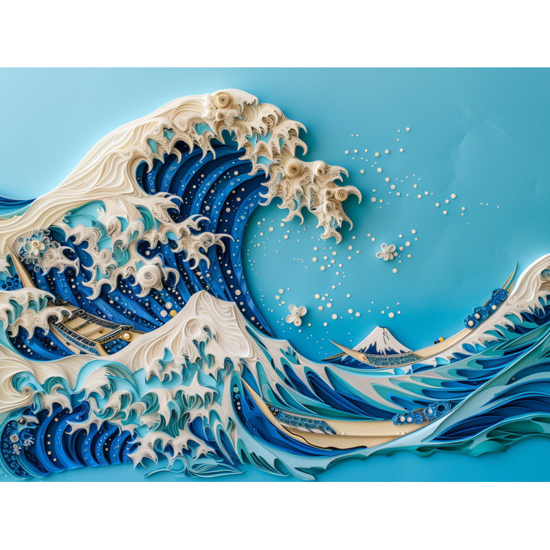 Rideaux japonais à motif de rideaux océaniques - 2 panneaux, L 20 po x L 54 po
