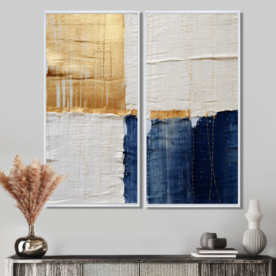 A Touch of Gold and Kings Blue - peinture abstraite, art mural