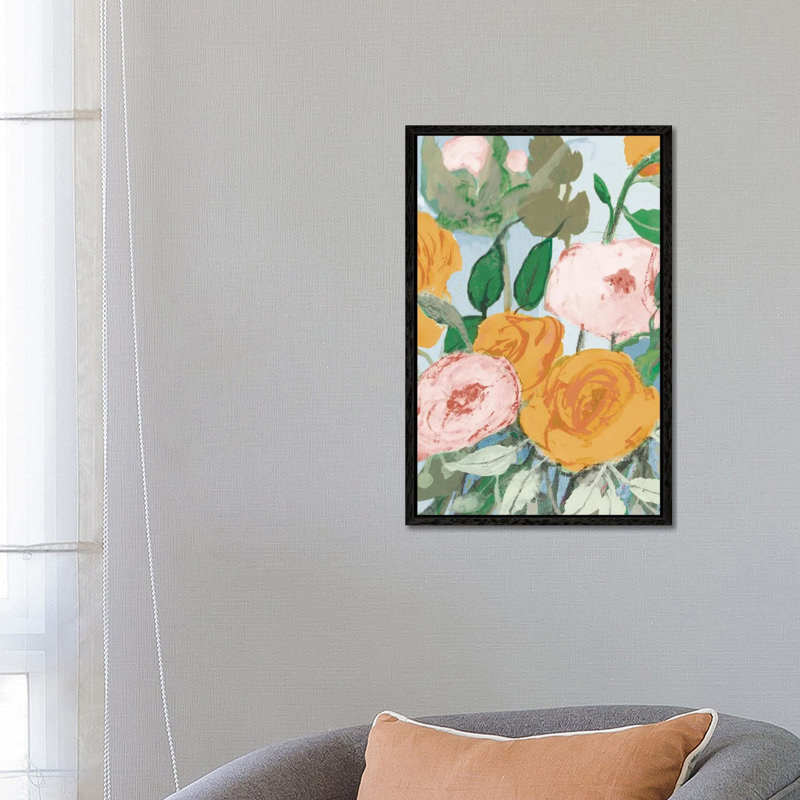Summer Roses by Robin Maria - Painting on Canvas, Black Floater Frame, 66.04 cm H x 45.72 cm W