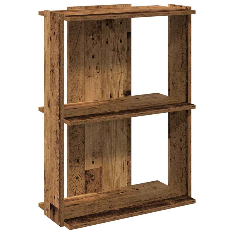 vidaXL Bookcase Engineered Wood Small Bookcase Rectangular, Old Wood, (3 Shelves) 31.5" H x 23.6" W x 11.8" D