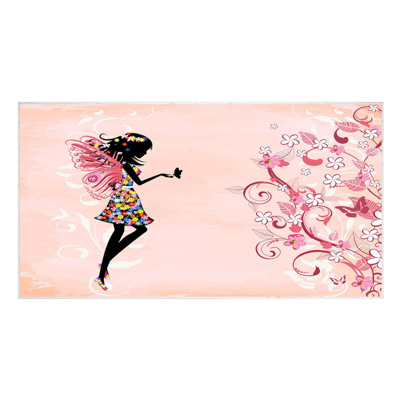 Tapis rectangulaire rose / noir tissé à la machine Brizendine, Rectangle 5 pi 3 po x 7 pi 7 po