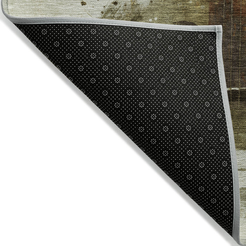 Tapis intérieur / extérieur brun lavable à la machine Xhevrie, Rectangle 5 pi x 7 pi 6 po