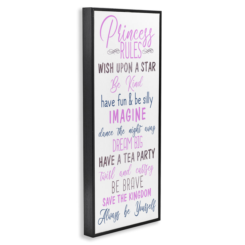 Pastel Princess Rules, art de la giclée encadrée, conception par Kim Allen, H 30 po x l 13 po, Giclée encadrée noir minuit