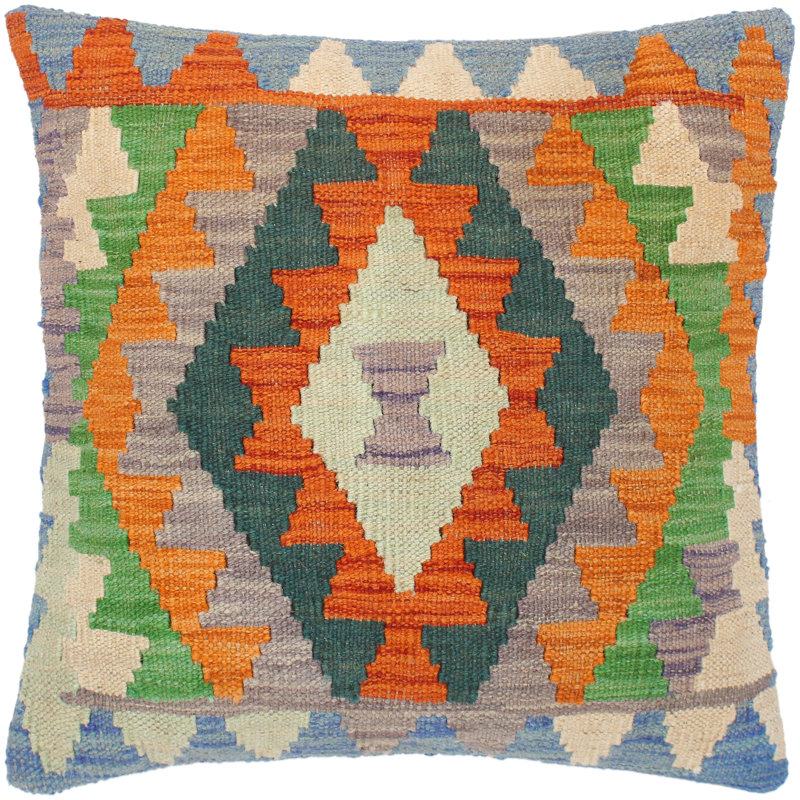 Housse et insert de coussin carré en laine tissé à la main
