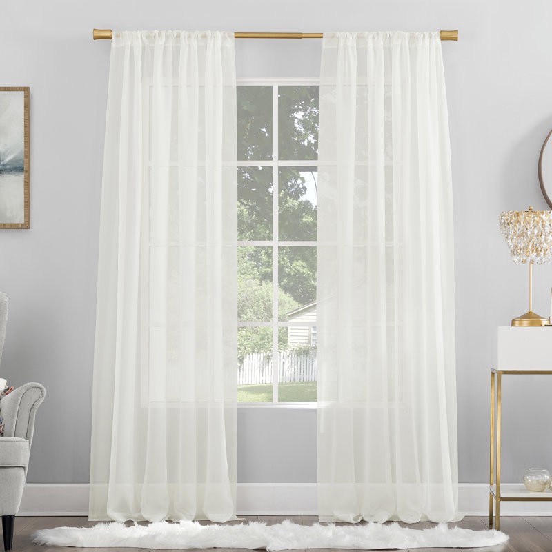 Panneau de rideau diaphane avec passe-tringle - Basics by Wayfair ™, Coquille d'oeuf, l 59 po x L 108 po