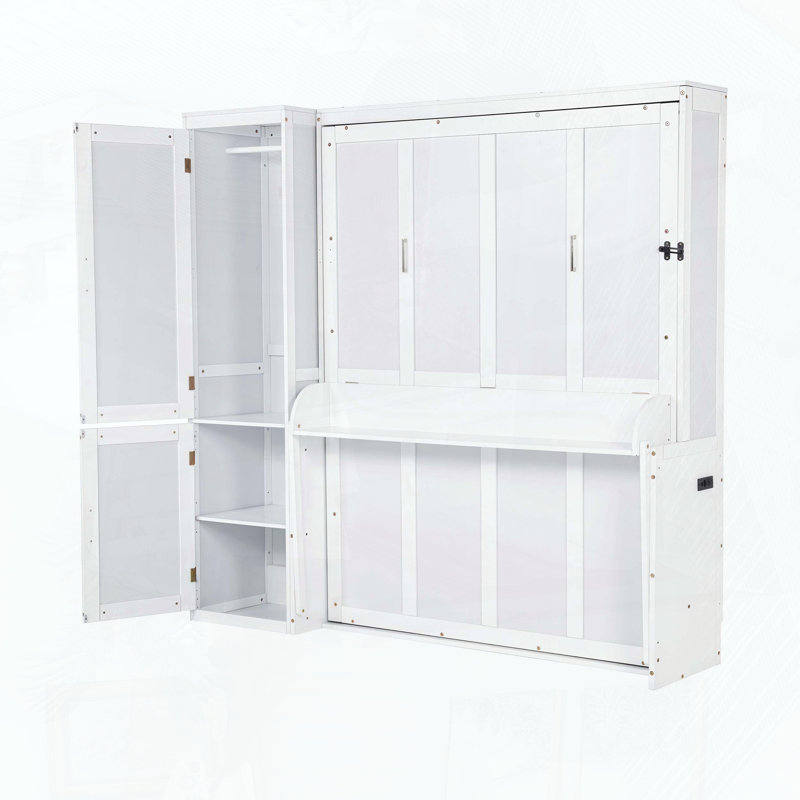Grand lit escamotable avec garde-robe et bureau