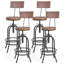 Ensemble de 4 tabourets de bar industriels avec dossier pivotant et siège en bois à hauteur de comptoir de bar réglable de 26 à 32,3 pouces-359493167