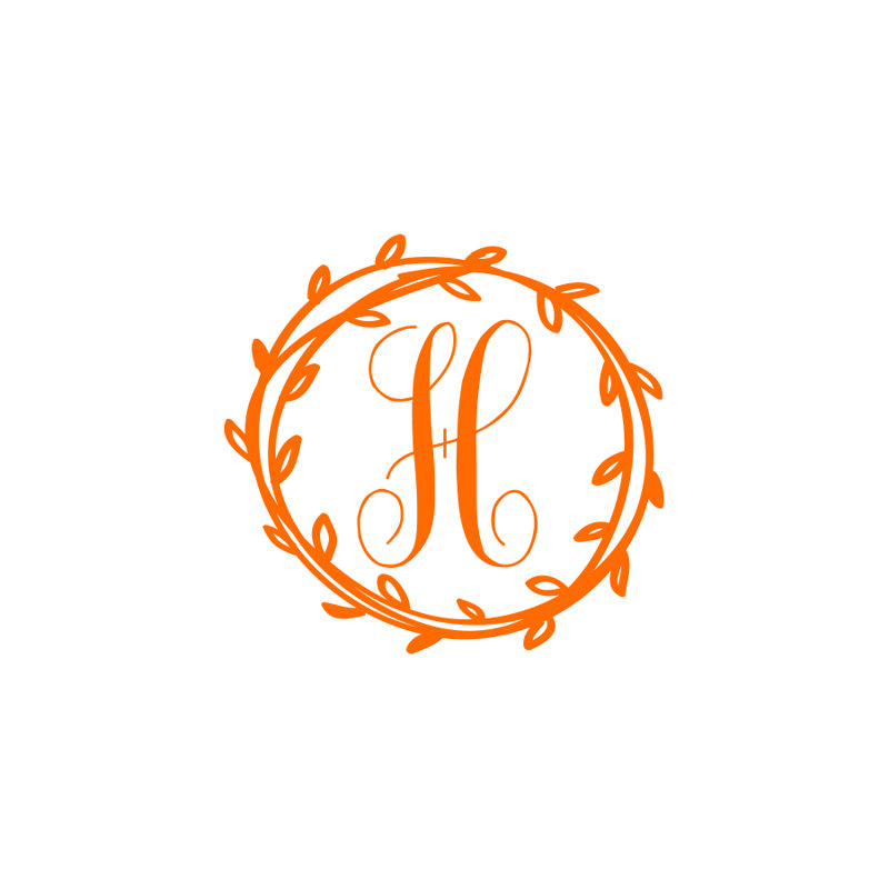 Décalcomanie murale monogramme initial Klar, Oui, Orange