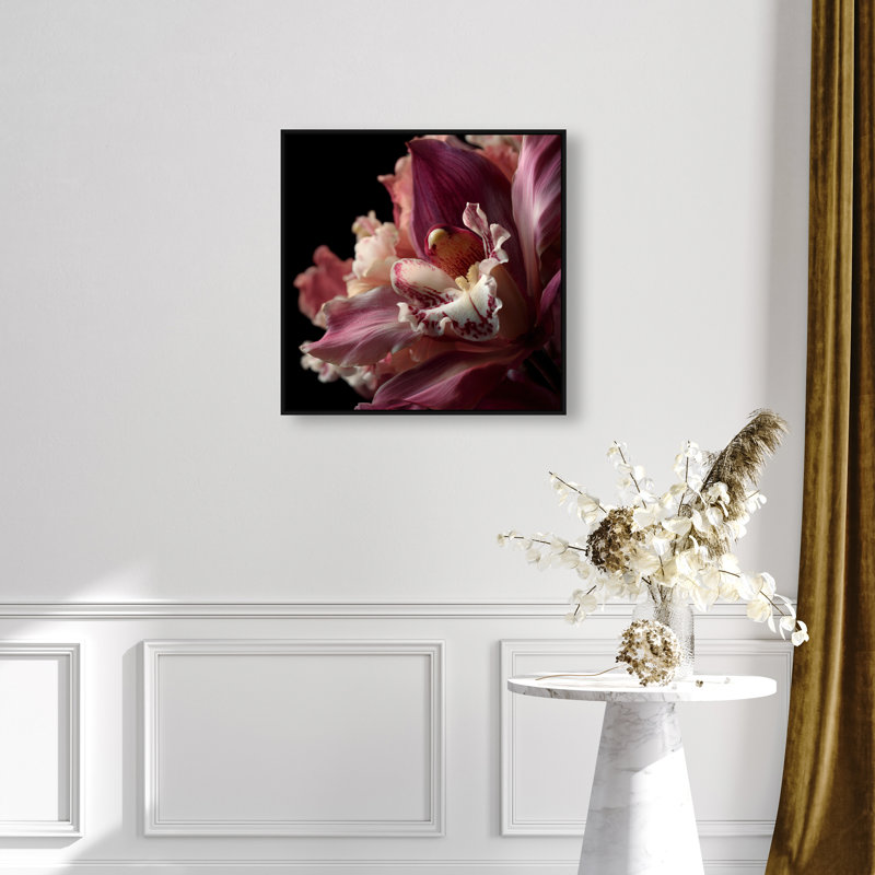 Velvet Labellum Print by Oliver Gal, 25"H x 25"W, Black Floater Frame