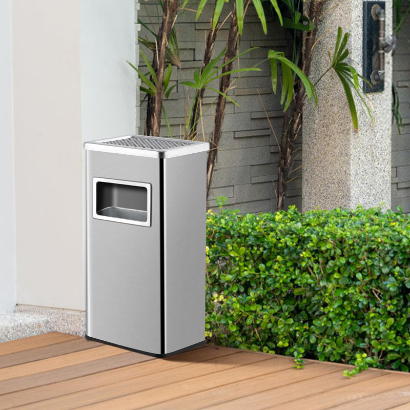 Poubelle carrée en acier inoxydable de 7,9 gallons avec seau intérieur amovible, poubelle commerciale extérieure et intérieure robuste