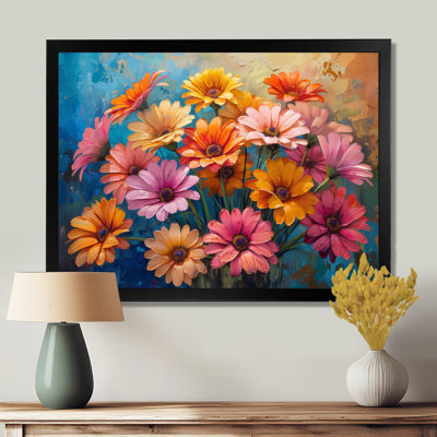 Fleurs vibrantes de marguerites multicolores I - marguerites, salon d'art mural