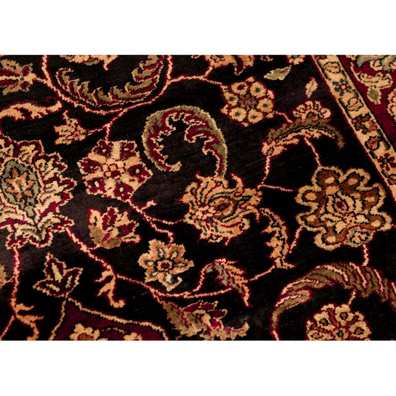 Hand-Knotted High-Quality Black and Red Area Rug